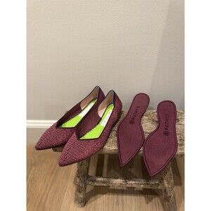 RARE Discontinued Rothy’s The Point Flats in Fig Python Burgundy - Size 9 MINT
